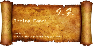 Ihring Fanni névjegykártya